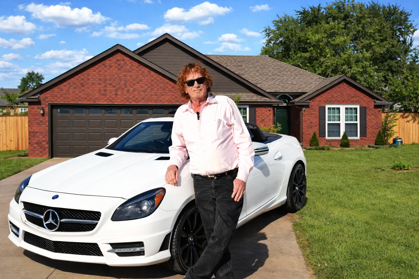Bill Baker pictured outside a well-kept brick home